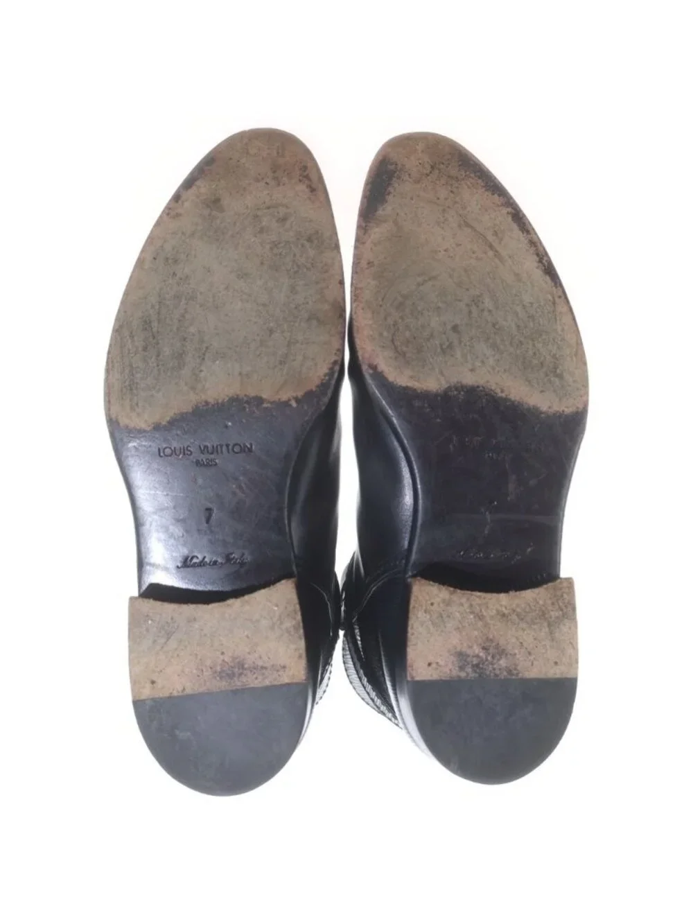 Louis Vuitton Side Gore Ankle Boots Epi Leather Black 7